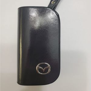 Mazda Key Fob Keychain Holder Black Leather